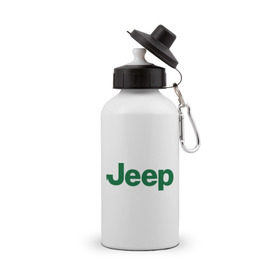 Бутылка спортивная с принтом Logo Jeep в Екатеринбурге, металл | емкость — 500 мл, в комплекте две пластиковые крышки и карабин для крепления | Тематика изображения на принте: jeep | автомобиль jeep | автомобиль джип | джип | логотип jeep | логотип джип