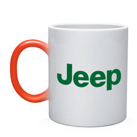 Кружка хамелеон с принтом Logo Jeep в Екатеринбурге, керамика | меняет цвет при нагревании, емкость 330 мл | Тематика изображения на принте: jeep | автомобиль jeep | автомобиль джип | джип | логотип jeep | логотип джип