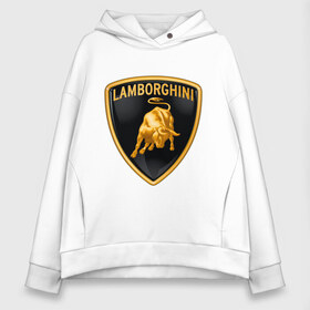 Женское худи Oversize хлопок с принтом Lamborghini logo в Екатеринбурге, френч-терри — 70% хлопок, 30% полиэстер. Мягкий теплый начес внутри —100% хлопок | боковые карманы, эластичные манжеты и нижняя кромка, капюшон на магнитной кнопке | lamborghini | автомобиль lamborghini | ламборджини | ламборджини автомобиль | логотип lamborghini | логотип ламборджини