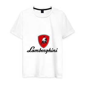 Мужская футболка хлопок с принтом Logo lamborghini в Екатеринбурге, 100% хлопок | прямой крой, круглый вырез горловины, длина до линии бедер, слегка спущенное плечо. | lamborghini | автомобиль lamborghini | ламборджини | ламборджини автомобиль | логотип lamborghini | логотип ламборджини