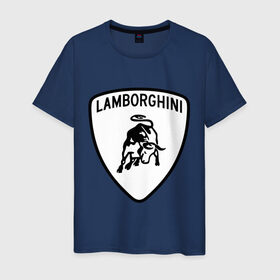 Мужская футболка хлопок с принтом Lamborghini лого в Екатеринбурге, 100% хлопок | прямой крой, круглый вырез горловины, длина до линии бедер, слегка спущенное плечо. | Тематика изображения на принте: lamborghini | автомобиль lamborghini | ламборджини | ламборджини автомобиль | логотип lamborghini | логотип ламборджини
