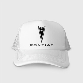 Кепка тракер с сеткой с принтом Pontiac logo в Екатеринбурге, трикотажное полотно; задняя часть — сетка | длинный козырек, универсальный размер, пластиковая застежка | pontiac | автомобиль pontiac | логотип pontiac | логотип понтиак | понтиак | понтиак автомобиль