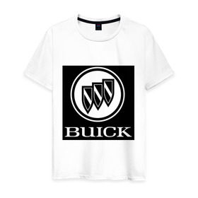 Мужская футболка хлопок с принтом Buick лого в Екатеринбурге, 100% хлопок | прямой крой, круглый вырез горловины, длина до линии бедер, слегка спущенное плечо. | buick | автомобиль buick | логотип buick