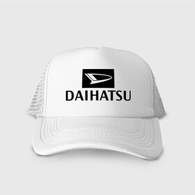 Кепка тракер с сеткой с принтом Daihatsu в Екатеринбурге, трикотажное полотно; задняя часть — сетка | длинный козырек, универсальный размер, пластиковая застежка | daihatsu | автомобиль daihatsu | логотип daihatsu