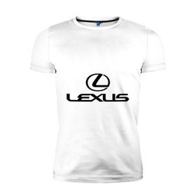 Мужская футболка премиум с принтом Lexus logo в Екатеринбурге, 92% хлопок, 8% лайкра | приталенный силуэт, круглый вырез ворота, длина до линии бедра, короткий рукав | Тематика изображения на принте: lexus | автобренды | автолюбителям | бренд | лексус | логотип