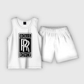 Детская пижама с шортами хлопок с принтом Rolls Royce в Екатеринбурге,  |  | rolls royce | rr | автобренды | автолюбителям | бренд | логотип | ролл ройс | ролс ройс