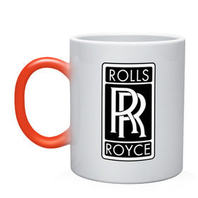 Кружка хамелеон с принтом Rolls-Royce в Екатеринбурге, керамика | меняет цвет при нагревании, емкость 330 мл | rolls royce | rr | автобренды | автолюбителям | бренд | логотип | ролл ройс | ролс ройс