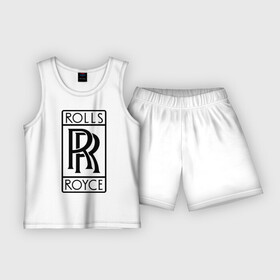 Детская пижама с шортами хлопок с принтом Rolls Royce logo в Екатеринбурге,  |  | rolls royce | rr | автобренды | автолюбителям | бренд | логотип | ролл ройс | ролс ройс
