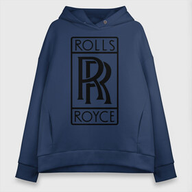 Женское худи Oversize хлопок с принтом Rolls-Royce logo в Екатеринбурге, френч-терри — 70% хлопок, 30% полиэстер. Мягкий теплый начес внутри —100% хлопок | боковые карманы, эластичные манжеты и нижняя кромка, капюшон на магнитной кнопке | rolls royce | rr | автобренды | автолюбителям | бренд | логотип | ролл ройс | ролс ройс