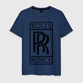 Мужская футболка хлопок с принтом Rolls-Royce logo в Екатеринбурге, 100% хлопок | прямой крой, круглый вырез горловины, длина до линии бедер, слегка спущенное плечо. | rolls royce | rr | автобренды | автолюбителям | бренд | логотип | ролл ройс | ролс ройс