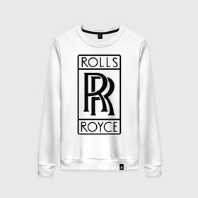Женский свитшот хлопок с принтом Rolls-Royce logo в Екатеринбурге, 100% хлопок | прямой крой, круглый вырез, на манжетах и по низу широкая трикотажная резинка  | Тематика изображения на принте: rolls royce | rr | автобренды | автолюбителям | бренд | логотип | ролл ройс | ролс ройс