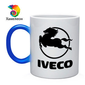 Кружка хамелеон с принтом Iveco в Екатеринбурге, керамика | меняет цвет при нагревании, емкость 330 мл | Тематика изображения на принте: iveco | автобренды | автолюбителям | бренд | ивеко | логотип