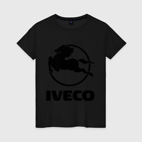Женская футболка хлопок с принтом Iveco в Екатеринбурге, 100% хлопок | прямой крой, круглый вырез горловины, длина до линии бедер, слегка спущенное плечо | iveco | автобренды | автолюбителям | бренд | ивеко | логотип