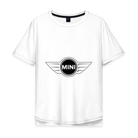 Мужская футболка хлопок Oversize с принтом MINI logo в Екатеринбурге, 100% хлопок | свободный крой, круглый ворот, “спинка” длиннее передней части | Тематика изображения на принте: 