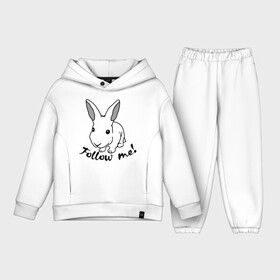 Детский костюм хлопок Oversize с принтом Следуй за белым кроликом. в Екатеринбурге,  |  | alice in wonderland | follow me | алиса в стране чудес | животное | заяц | зверь | кролик | следуй за мной