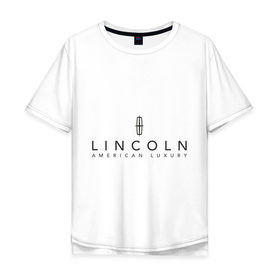 Мужская футболка хлопок Oversize с принтом Lincoln logo в Екатеринбурге, 100% хлопок | свободный крой, круглый ворот, “спинка” длиннее передней части | Тематика изображения на принте: lincoln | автобренды | автолюбителям | бренд | линкольн | логотип
