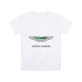 Детская футболка хлопок с принтом Aston Martin logo в Екатеринбурге, 100% хлопок | круглый вырез горловины, полуприлегающий силуэт, длина до линии бедер | aston martin | автобренды | автолюбителям | астин мартин | астон мартин | бренд | для автовладельцев | для автолюбителей | логотип