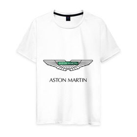 Мужская футболка хлопок с принтом Aston Martin logo в Екатеринбурге, 100% хлопок | прямой крой, круглый вырез горловины, длина до линии бедер, слегка спущенное плечо. | Тематика изображения на принте: aston martin | автобренды | автолюбителям | астин мартин | астон мартин | бренд | для автовладельцев | для автолюбителей | логотип
