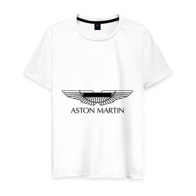 Мужская футболка хлопок с принтом Logo Aston Martin в Екатеринбурге, 100% хлопок | прямой крой, круглый вырез горловины, длина до линии бедер, слегка спущенное плечо. | Тематика изображения на принте: aston martin | автобренды | автолюбителям | астин мартин | астон мартин | бренд | для автовладельцев | для автолюбителей | логотип