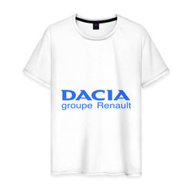 Мужская футболка хлопок с принтом Dacia в Екатеринбурге, 100% хлопок | прямой крой, круглый вырез горловины, длина до линии бедер, слегка спущенное плечо. | Тематика изображения на принте: dacia | автобренды | автолюбителям | бренд | дачия | для автовладельцев | для автолюбителей | логотип
