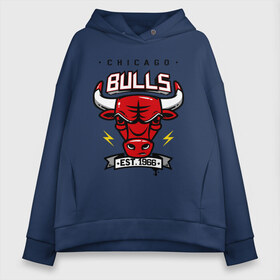 Женское худи Oversize хлопок с принтом Chicago bulls swag в Екатеринбурге, френч-терри — 70% хлопок, 30% полиэстер. Мягкий теплый начес внутри —100% хлопок | боковые карманы, эластичные манжеты и нижняя кромка, капюшон на магнитной кнопке | булс | чикаго