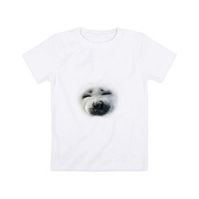 Детская футболка хлопок с принтом Пушистый морской котик в Екатеринбурге, 100% хлопок | круглый вырез горловины, полуприлегающий силуэт, длина до линии бедер | животные | звери | мордочка | нос