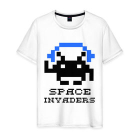 Мужская футболка хлопок с принтом Космический захватчик (space invaders) в Екатеринбурге, 100% хлопок | прямой крой, круглый вырез горловины, длина до линии бедер, слегка спущенное плечо. | space invaders | космический захватчик