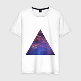 Мужская футболка хлопок с принтом Triangle в Екатеринбурге, 100% хлопок | прямой крой, круглый вырез горловины, длина до линии бедер, слегка спущенное плечо. | интернет приколы | космическая тема | космос | пирамида | треугольник