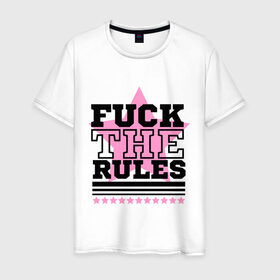 Мужская футболка хлопок с принтом Fuck the rules в Екатеринбурге, 100% хлопок | прямой крой, круглый вырез горловины, длина до линии бедер, слегка спущенное плечо. | swag | swag style | одежда сваг | сваг | сваг стиль | свег | свог | свэг