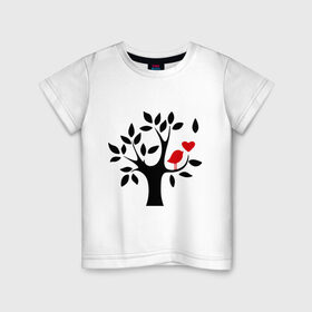 Детская футболка хлопок с принтом Птичка и дерево в Екатеринбурге, 100% хлопок | круглый вырез горловины, полуприлегающий силуэт, длина до линии бедер | дерево | птичка | птичка и дерево