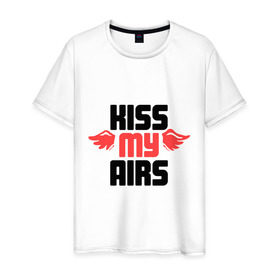 Мужская футболка хлопок с принтом Kiss my airs в Екатеринбурге, 100% хлопок | прямой крой, круглый вырез горловины, длина до линии бедер, слегка спущенное плечо. | swag | swag style | одежда сваг | сваг | сваг стиль | свег | свог | свэг
