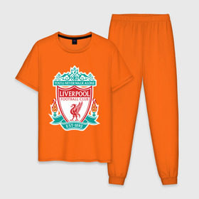 Мужская пижама хлопок с принтом Liverpool logo в Екатеринбурге, 100% хлопок | брюки и футболка прямого кроя, без карманов, на брюках мягкая резинка на поясе и по низу штанин
 | ливерпуль