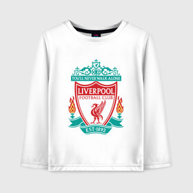 Детский лонгслив хлопок с принтом Liverpool logo в Екатеринбурге, 100% хлопок | круглый вырез горловины, полуприлегающий силуэт, длина до линии бедер | ливерпуль