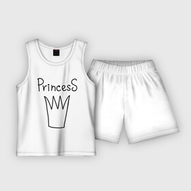 Детская пижама с шортами хлопок с принтом PrincesS picture в Екатеринбурге,  |  | princess | девушкам | для девушек | корона | подарок девушке