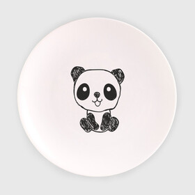 Тарелка 3D с принтом Панда рисунок в Екатеринбурге, фарфор | диаметр - 210 мм
диаметр для нанесения принта - 120 мм | панда
