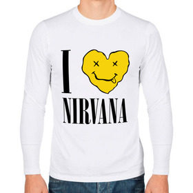 Мужской лонгслив хлопок с принтом I love Nirvana в Екатеринбурге, 100% хлопок |  | Тематика изображения на принте: i love nirvana | nirvana | нирвана | я люблю нирвану