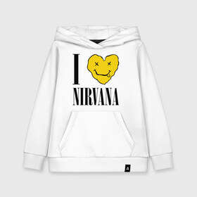 Детская толстовка хлопок с принтом I love Nirvana в Екатеринбурге, 100% хлопок | Круглый горловой вырез, эластичные манжеты, пояс, капюшен | Тематика изображения на принте: i love nirvana | nirvana | нирвана | я люблю нирвану