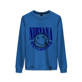 Женский свитшот хлопок с принтом Nevermind Nirvana в Екатеринбурге, 100% хлопок | прямой крой, круглый вырез, на манжетах и по низу широкая трикотажная резинка  | kurt kobain | nirvana | курт кобейн | музыкальные группы | нирвана | рок группы