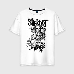 Женская футболка хлопок Oversize с принтом Slipknot black and white в Екатеринбурге, 100% хлопок | свободный крой, круглый ворот, спущенный рукав, длина до линии бедер
 | media | metall | punk | rock | slipknot | метал | металл | нью метал | панк | панк рок | рок | слипкнот