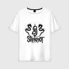 Женская футболка хлопок Oversize с принтом Slipknot dragons logo в Екатеринбурге, 100% хлопок | свободный крой, круглый ворот, спущенный рукав, длина до линии бедер
 | metall | punk | rock | slipknot | метал | металл | нью метал | панк | панк рок | рок | слипкнот