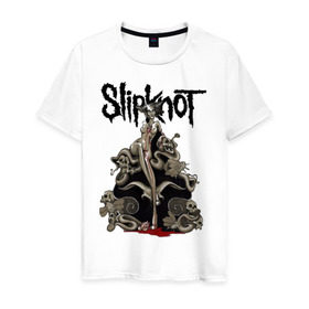Мужская футболка хлопок с принтом Slipknot illustration skulls в Екатеринбурге, 100% хлопок | прямой крой, круглый вырез горловины, длина до линии бедер, слегка спущенное плечо. | metall | punk | rock | slipknot | метал | металл | нью метал | панк | панк рок | рок | слипкнот