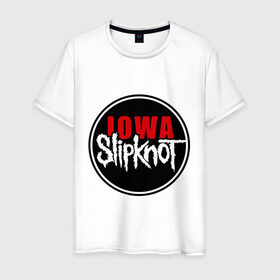 Мужская футболка хлопок с принтом Slipknot iowa logo в Екатеринбурге, 100% хлопок | прямой крой, круглый вырез горловины, длина до линии бедер, слегка спущенное плечо. | metall | punk | rock | slipknot | метал | металл | нью метал | панк | панк рок | рок | слипкнот