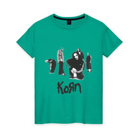 Женская футболка хлопок с принтом Korn 5 в Екатеринбурге, 100% хлопок | прямой крой, круглый вырез горловины, длина до линии бедер, слегка спущенное плечо | corn | корн | метал | металика | панк рок | рок