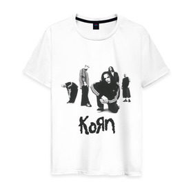 Мужская футболка хлопок с принтом Korn 5 в Екатеринбурге, 100% хлопок | прямой крой, круглый вырез горловины, длина до линии бедер, слегка спущенное плечо. | corn | корн | метал | металика | панк рок | рок