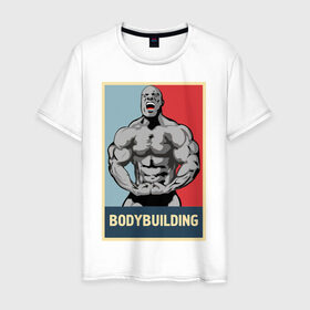 Мужская футболка хлопок с принтом Bodybuilding (Фил Хит) в Екатеринбурге, 100% хлопок | прямой крой, круглый вырез горловины, длина до линии бедер, слегка спущенное плечо. | bodybuilding | sport | бодибилдинг | качок | сила | спорт