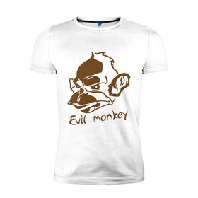 Мужская футболка премиум с принтом Evil monkey (злая обезьяна) в Екатеринбурге, 92% хлопок, 8% лайкра | приталенный силуэт, круглый вырез ворота, длина до линии бедра, короткий рукав | monkey | животные | мартышка | обезьяна