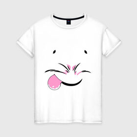 Женская футболка хлопок с принтом Довольная мордочка в Екатеринбурге, 100% хлопок | прямой крой, круглый вырез горловины, длина до линии бедер, слегка спущенное плечо | девушкам | мордочка | мышка | хомяк