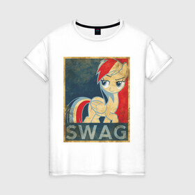 Женская футболка хлопок с принтом Rainbow Dash SWAG в Екатеринбурге, 100% хлопок | прямой крой, круглый вырез горловины, длина до линии бедер, слегка спущенное плечо | swag | пони | радуга | сваг | свог | свэг