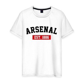 Мужская футболка хлопок с принтом FC Arsenal Est. 1886 в Екатеринбурге, 100% хлопок | прямой крой, круглый вырез горловины, длина до линии бедер, слегка спущенное плечо. | арсенал