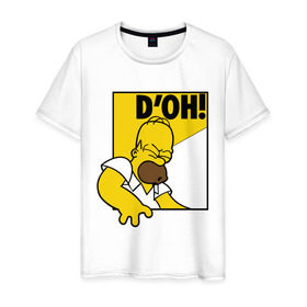 Мужская футболка хлопок с принтом Гомер (D`OH!) в Екатеринбурге, 100% хлопок | прямой крой, круглый вырез горловины, длина до линии бедер, слегка спущенное плечо. | гомер